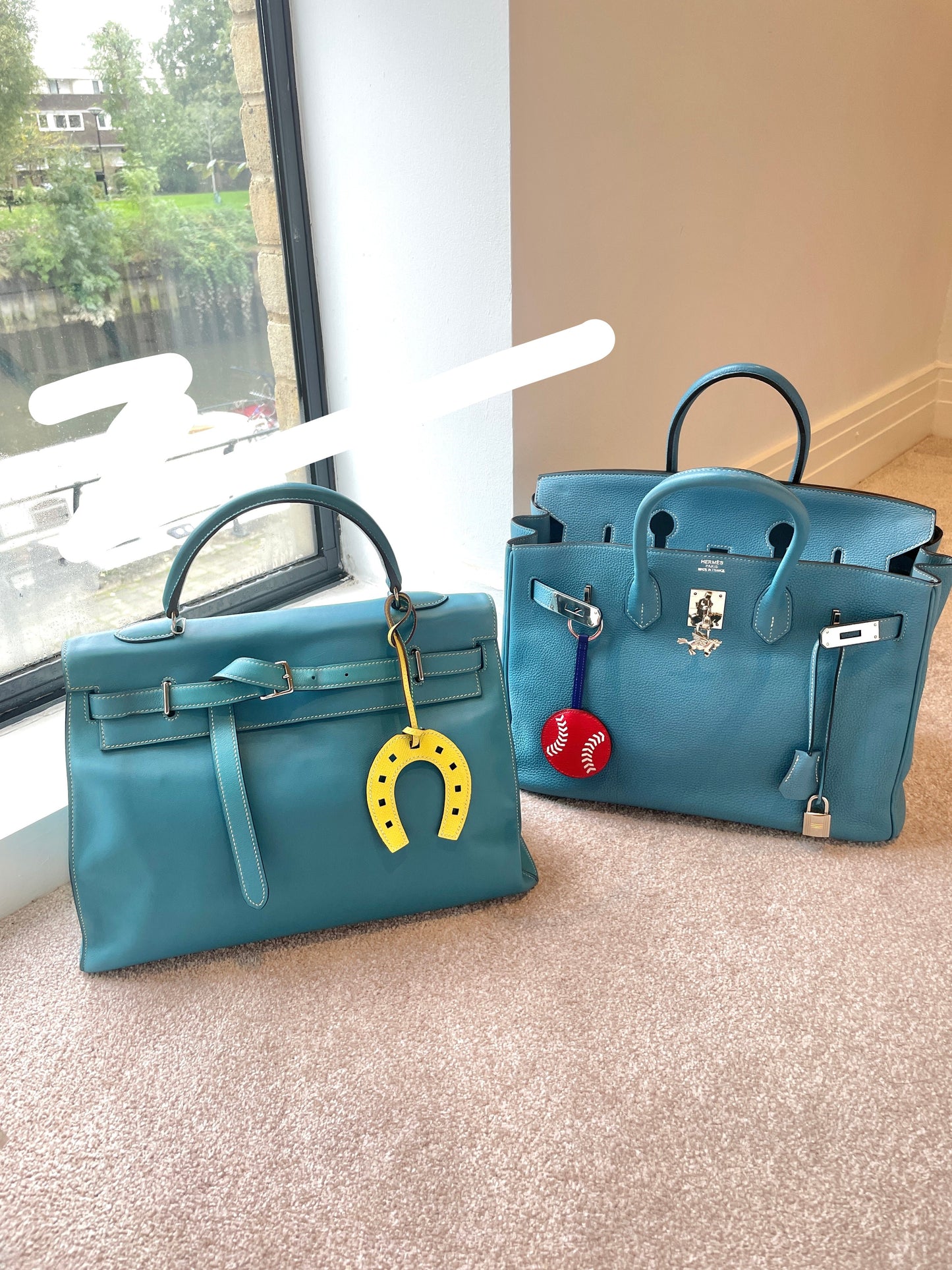 Hermès Birkin 35 leather handbag Blue Jean