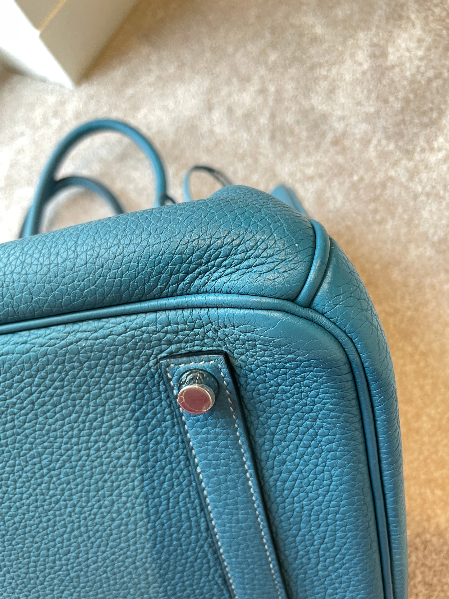 Hermès Birkin 35 leather handbag Blue Jean