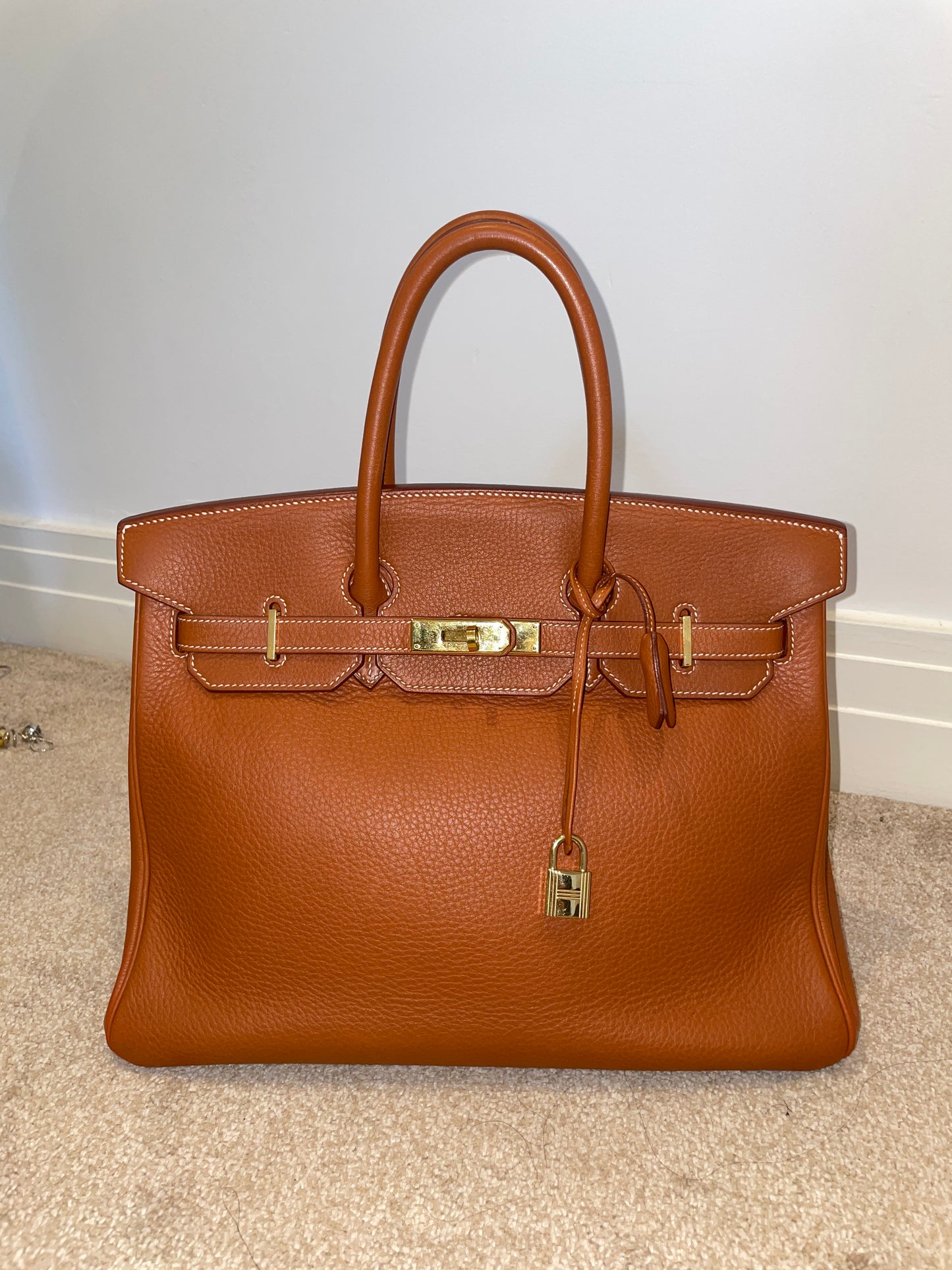 Hermès Birkin 35 leather handbag Red Brown