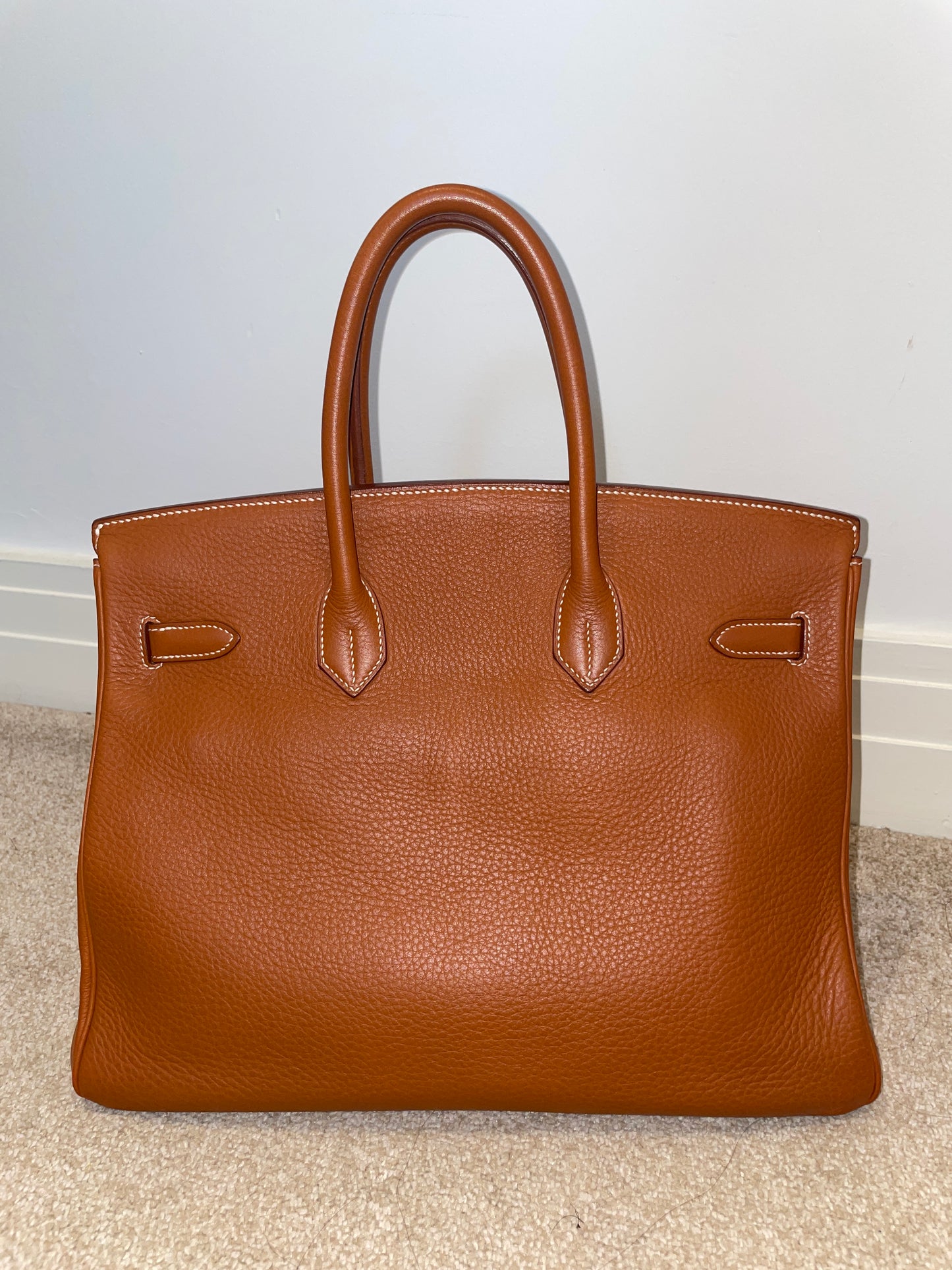 Hermès Birkin 35 leather handbag Red Brown