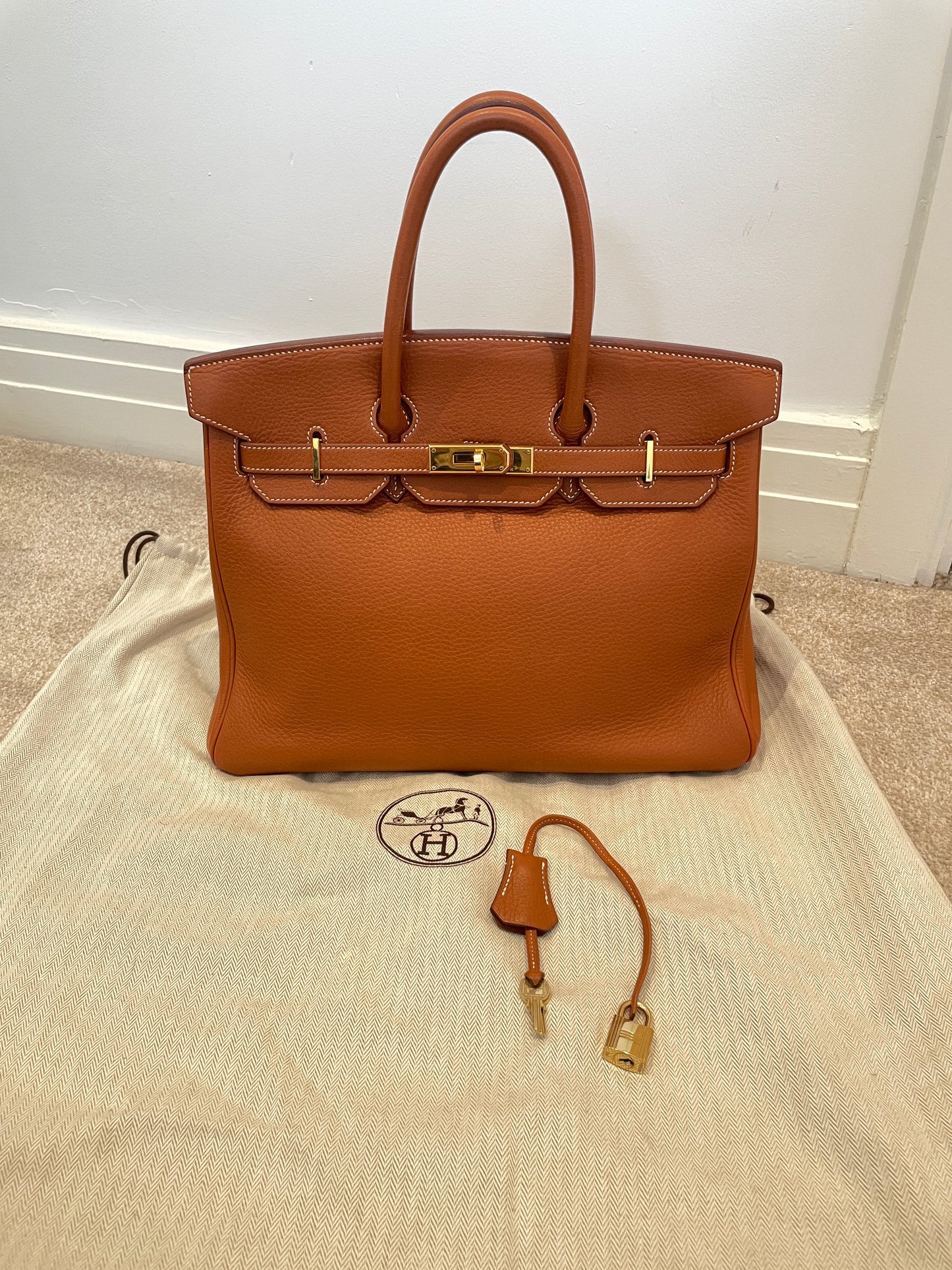 Hermès Birkin 35 leather handbag Red Brown