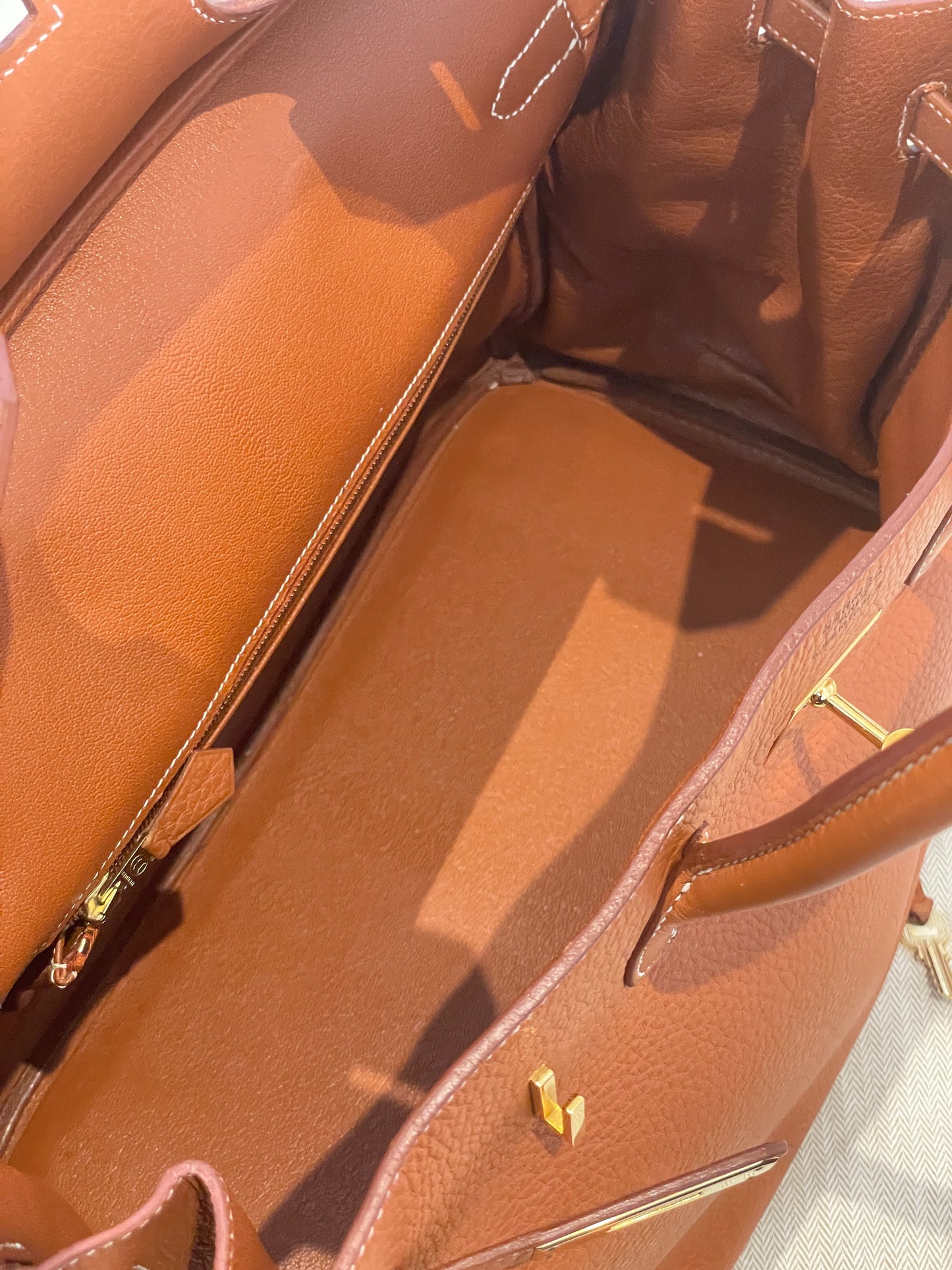 Hermès Birkin 35 leather handbag Red Brown