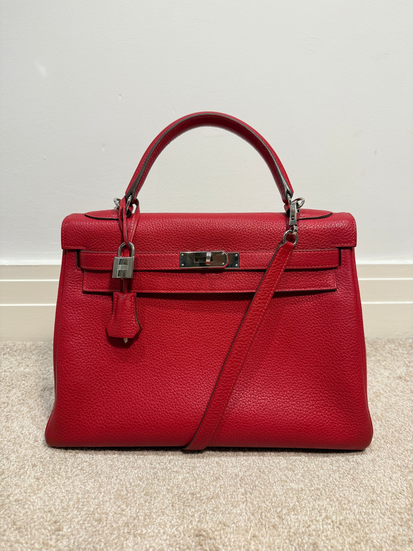 Hermès Kelly 32 leather handbag Rouge Casaque