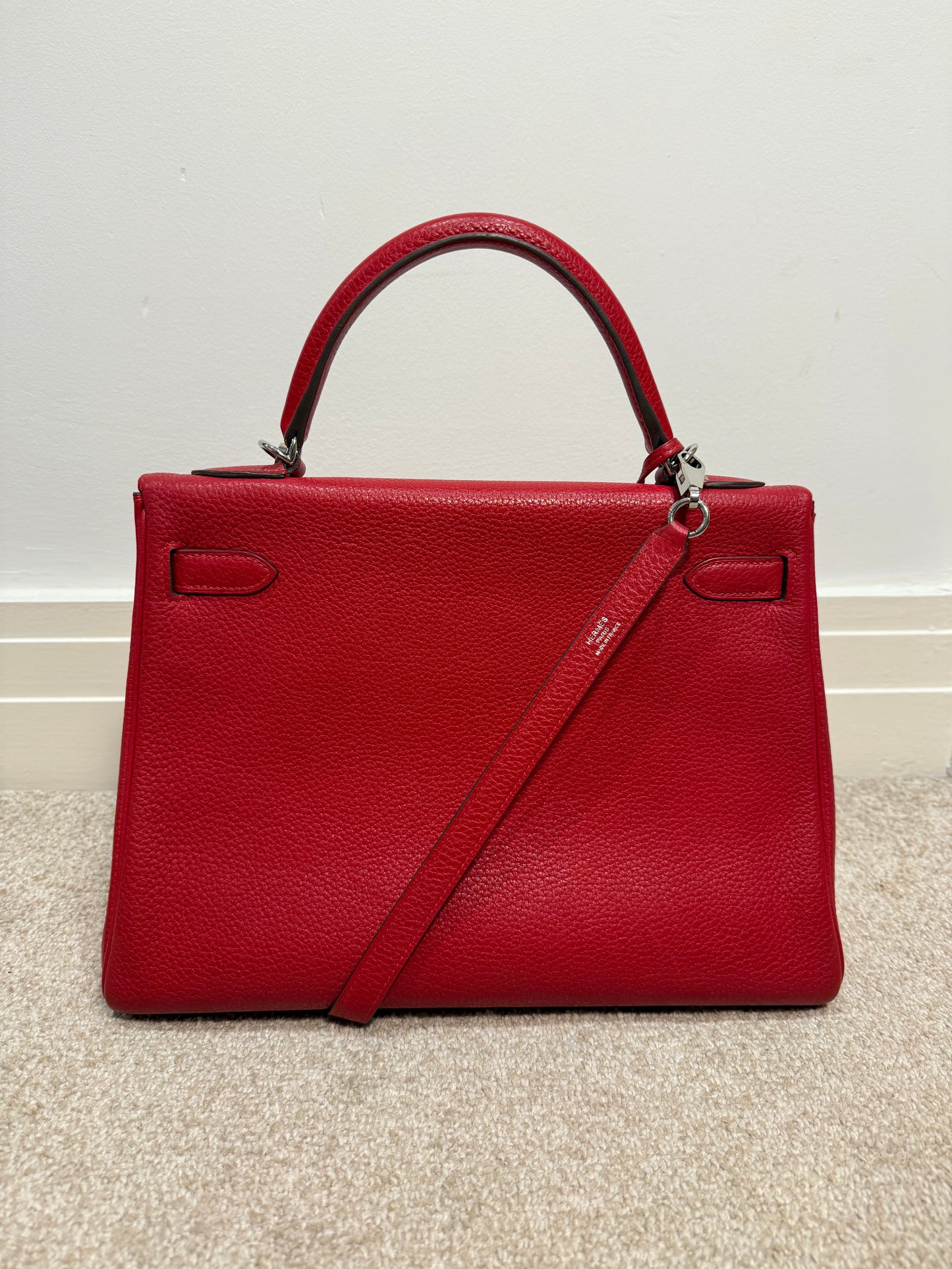 Hermès Kelly 32 leather handbag Rouge Casaque