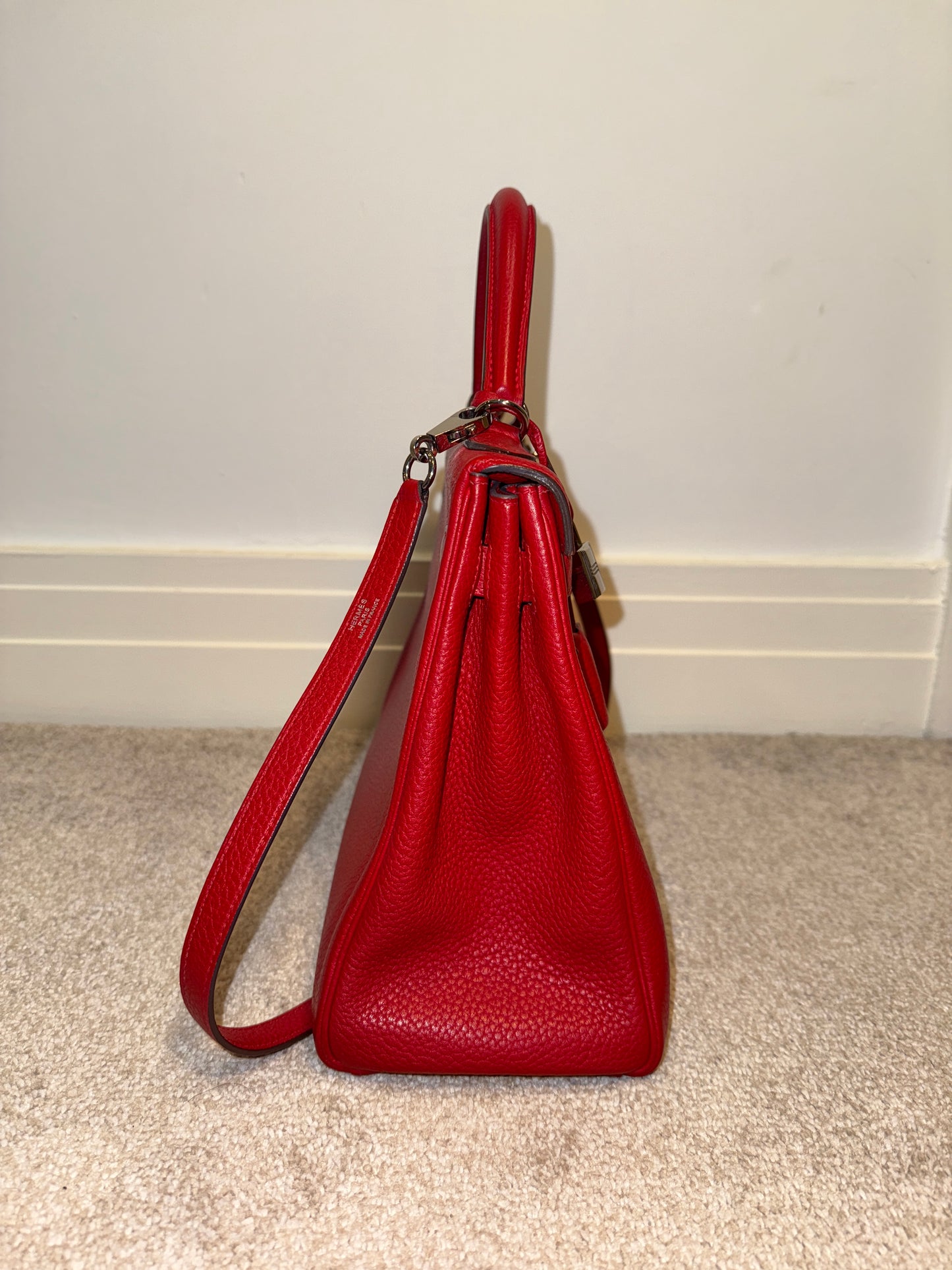 Hermès Kelly 32 leather handbag Rouge Casaque