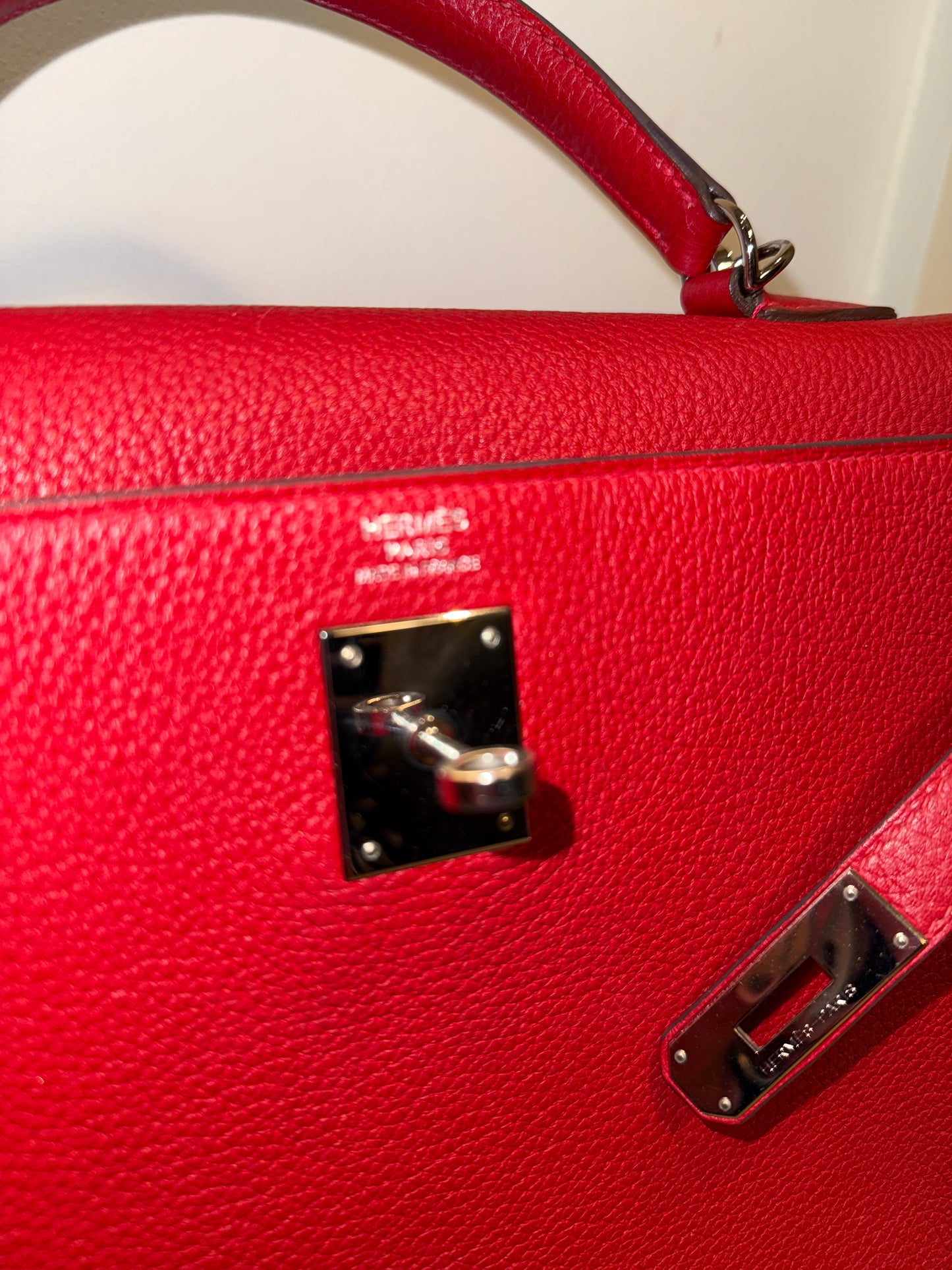 Hermès Kelly 32 leather handbag Rouge Casaque